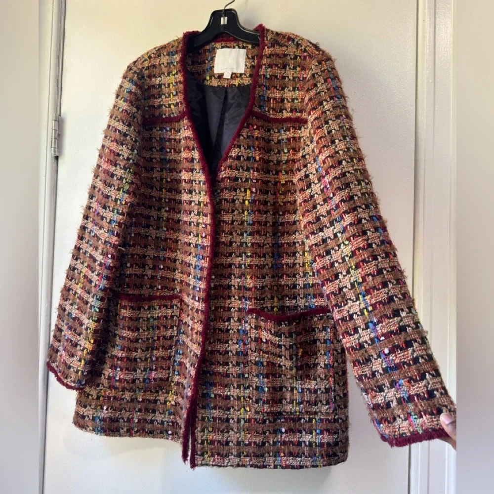Anthropologie Ett.twa Harlequin Colorful Tweed Jacket Blazer - Picture 2 of 16